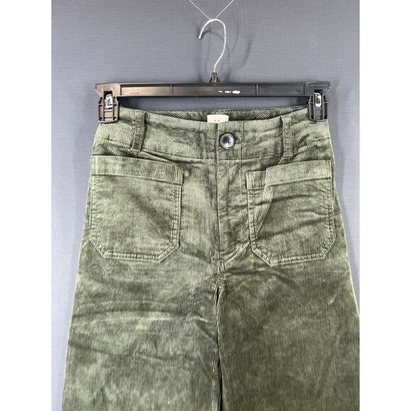 New Anthropologie Maeve Colette Size 28 Cropped Corduroy Wide Leg Pants Green - Picture 4 of 11